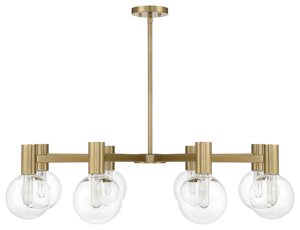 Wright 8-Light Chandelier, Matte Black, Warm Brass