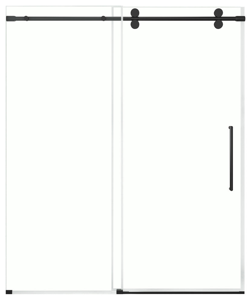 Reva Frameless Sliding Clear Alcove Shower Door, Black, 60"