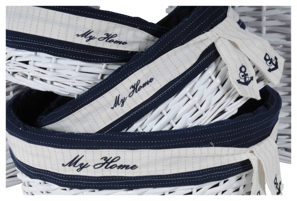14.5" X 20" X 23" Whiteblueovalwillow Basket Set Of 5