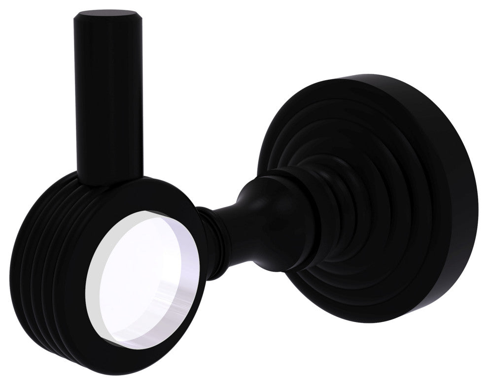 Pacific Grove Robe Hook with Groovy Accents, Matte Black