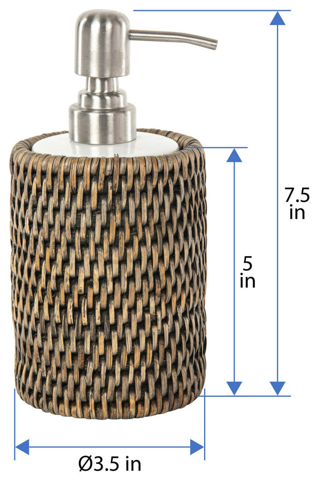 La Jolla Rattan Liquid Soap Dispenser, Black Wash