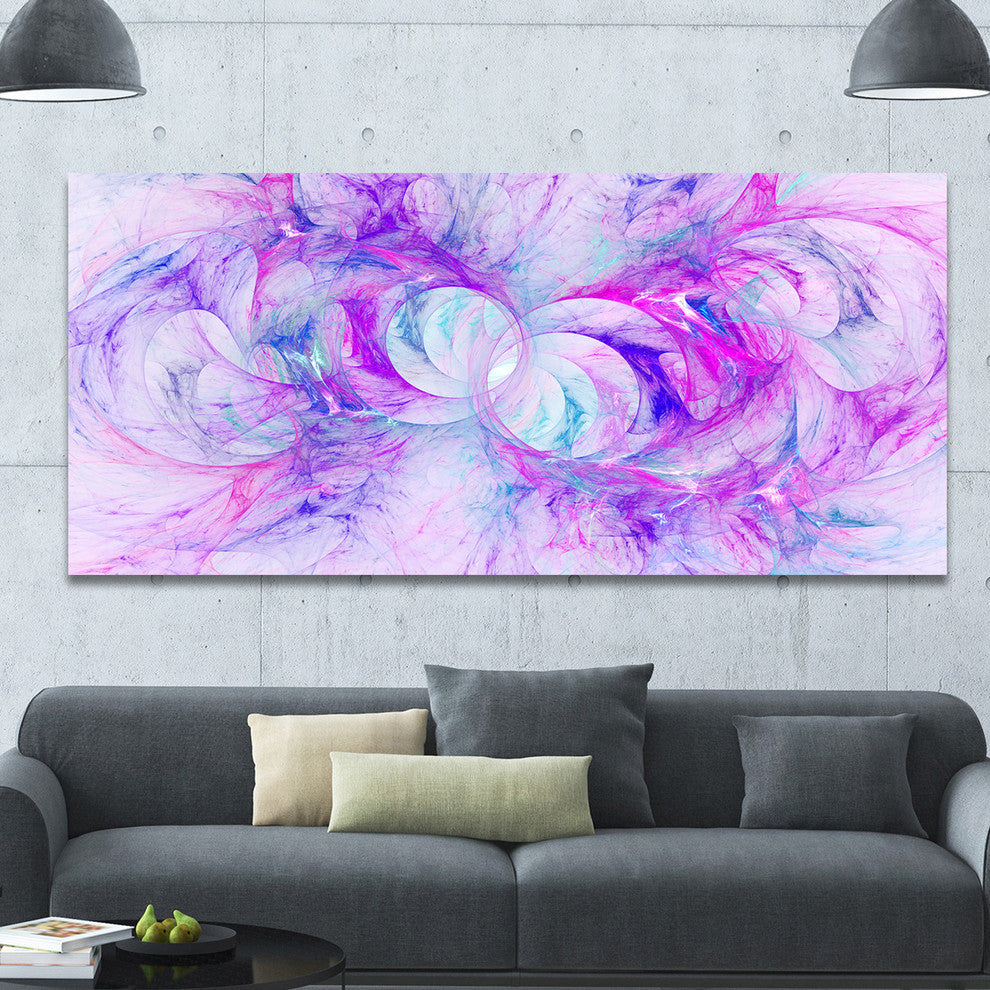 Light Purple Fractal Texture, Oversized Abstract Canvas Art Print, 60x28