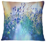 Blue Summer Flowers On Meadow Floral Throw Pillow, 16"x16"