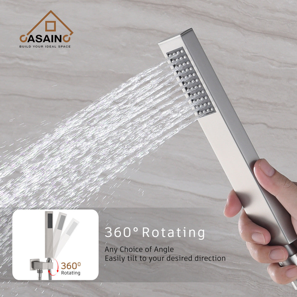CASAINC 10" Wall Mounted Luxury Shower System Set with Digital Temp Display, Brushed Nickel