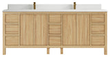 Elizabeth 84 Double Sink Bath Vanity in Light Natural Teak 1.5" White Quartz