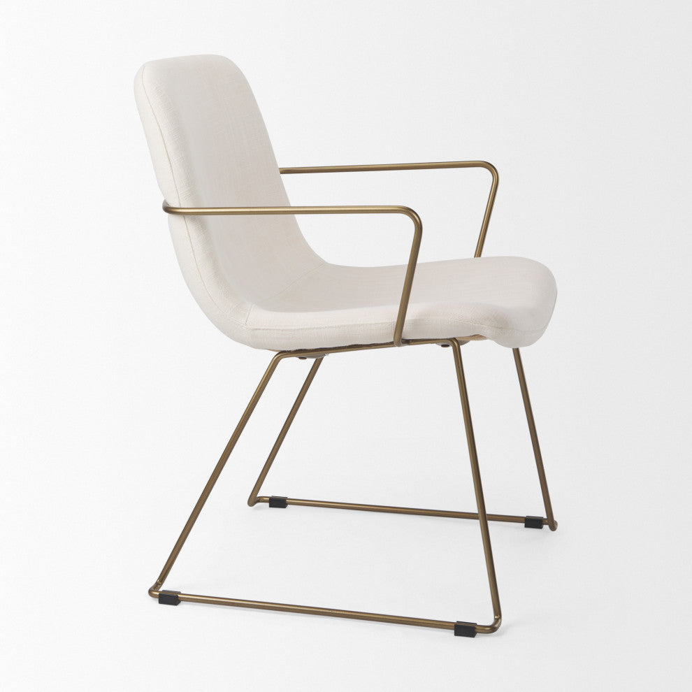 Sawyer Cream Fabric Wrap Seat With Gold Metal Frame Dining Chair