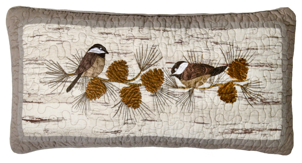 Birch Forest Chickadee Decorative Pillow