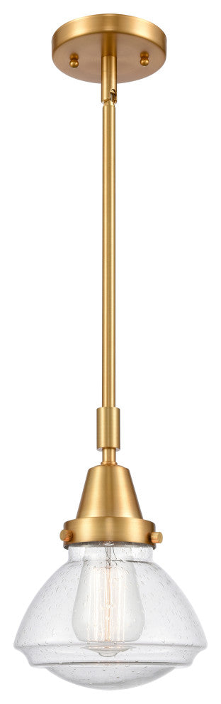Innovations 447-1S-SG-G324-LED Olean 1 Light 6.75" Mini Pendant, Satin Gold