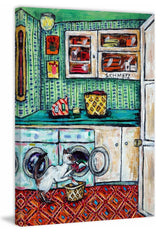 "Cat Siamese Laundry" Painting Print on Wrapped Canvas, 24"x36"