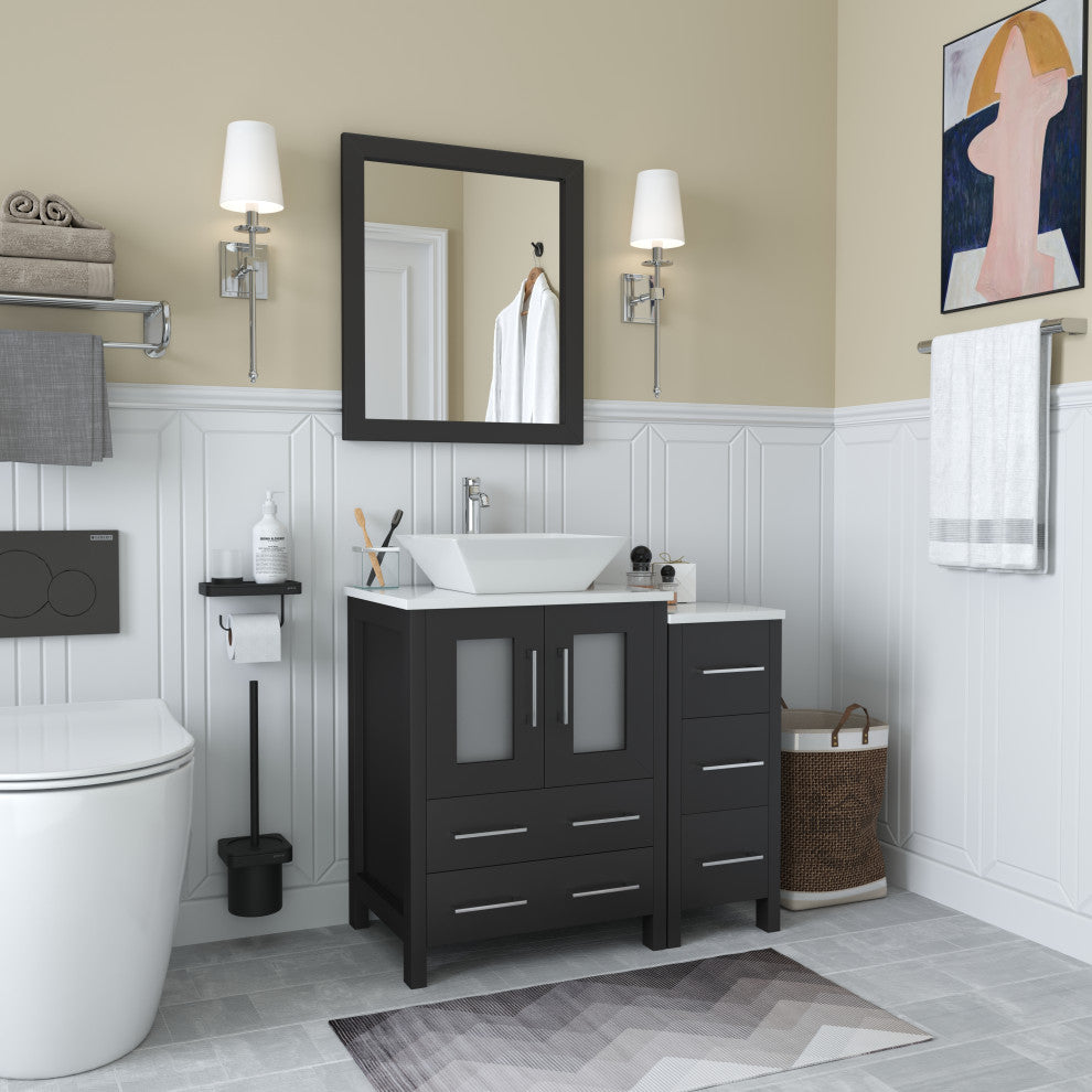 Vanity Art Bathroom Vanity Set With Sink, Espresso, 36", Led Sensor-Switch Mirror