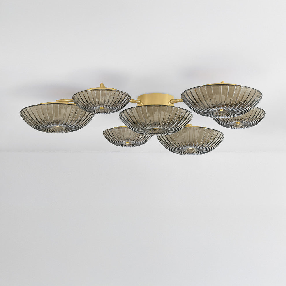 Corbett Lighting Birmingham LED Flush Mount, Vintage Brass, 51.5"Dx5.75"H