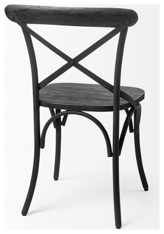 Etienne Black Solid Wood Seat With Black Iron Frame Dining Chair (Set of 2)