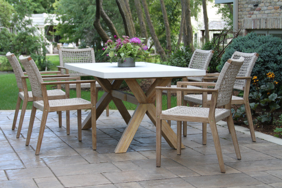 Wheat Rope and Antique Wash Eucalyptus Dining Chair, Set of 2