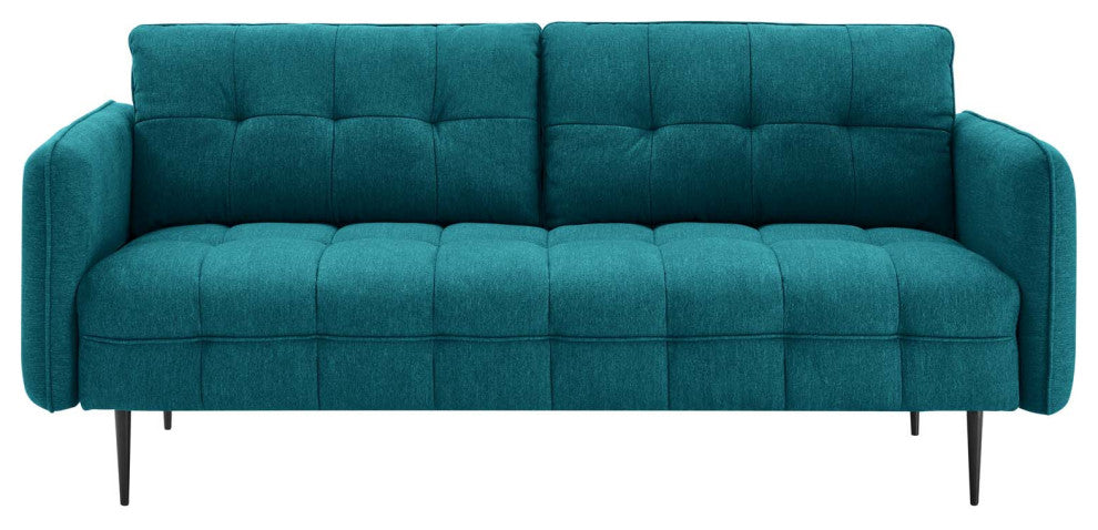Cameron Tufted Fabric Sofa Teal