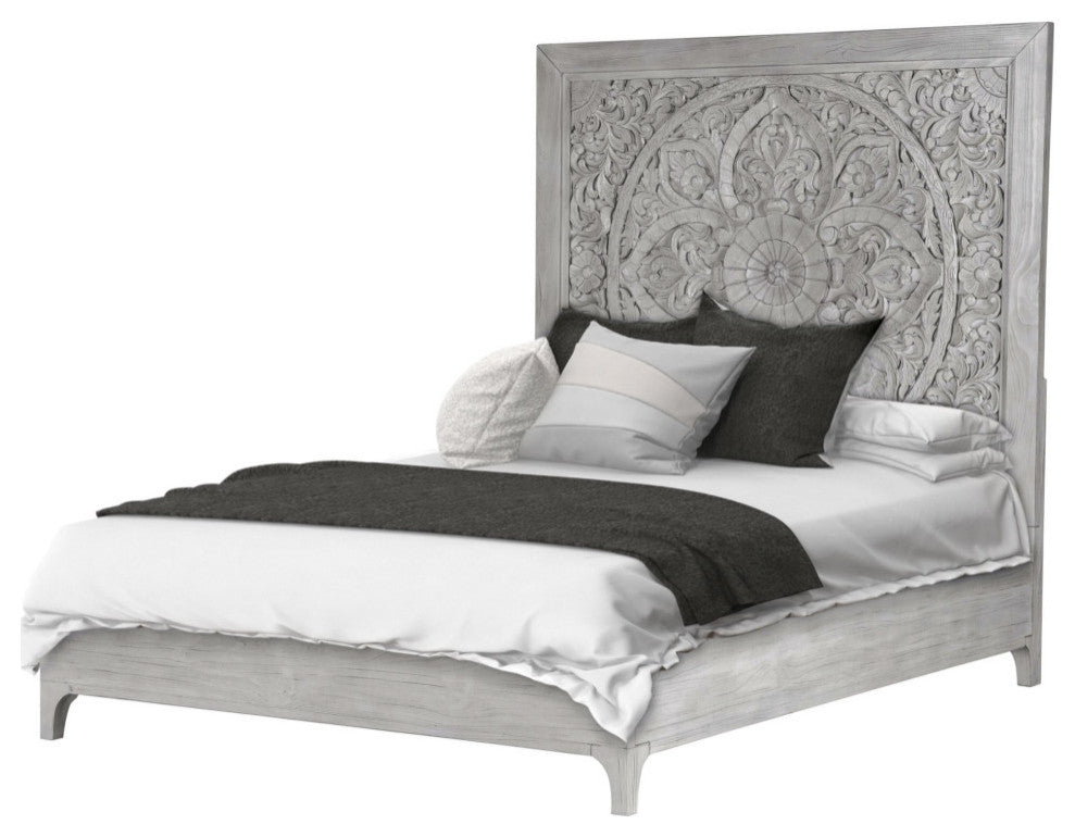 Modus Boho Chic 6 Piece Queen Bedroom Set With Chest, Washed White
