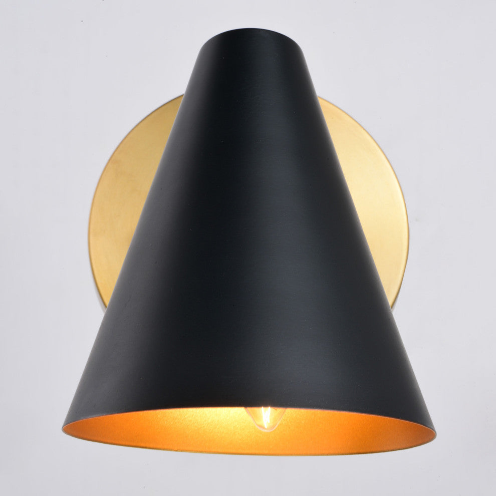 Pryce 4.5-in. Wall Light Matte Black and Satin Brass