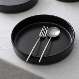 Stone Lain Celina Stoneware Dinnerware Set, Cereal and Dinner Bowls, Black, 12-Piece