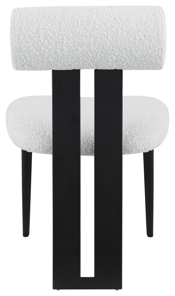 Dario Upholstered Dining Chair, Set of 2, Cream, Boucle Fabric, Matte Black