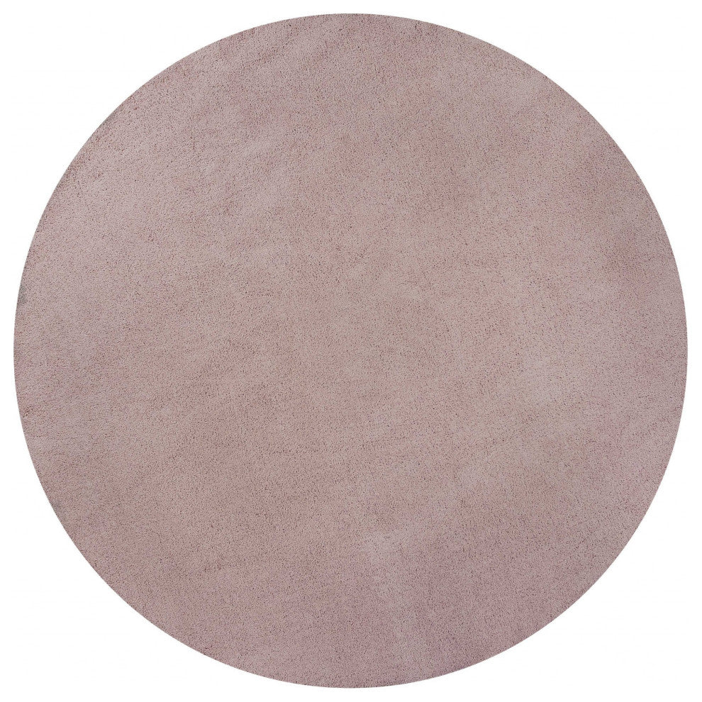 HomeRoots 8' Round Polyester Rose Pink Area Rug