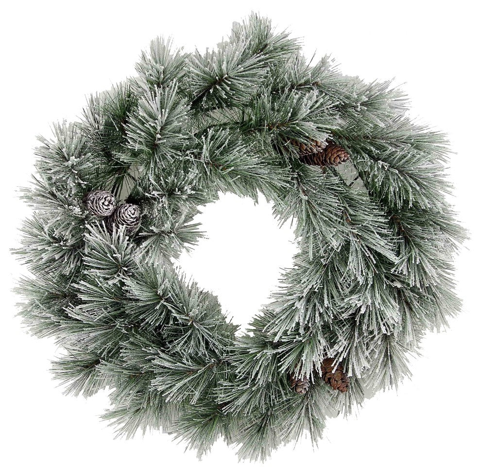 24" Christmas Pine Wreath with Frosted Snow 50 Tips