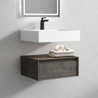 Alysa 24" Floating Bath Vanity, Acrylic Sink/Single Faucet Hole, Smoke Oak