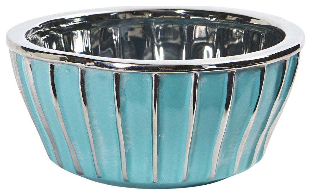 7.25 Teal Vase with Silver Burnishing