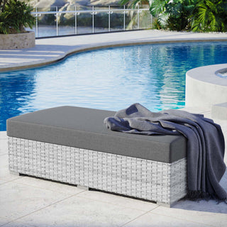 Convene Outdoor Patio Rectangular Ottoman Light Gray Charcoal