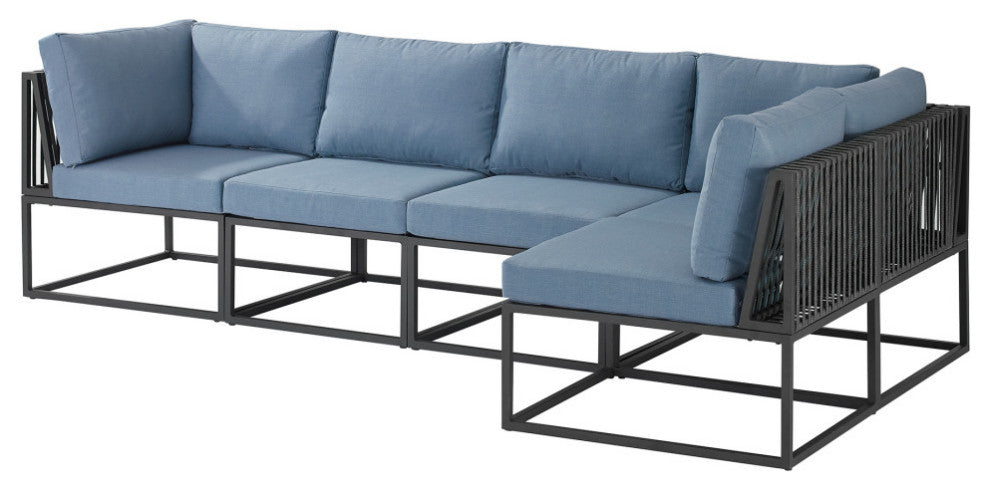 5-Piece Outdoor Cord Modular Sectional - Blue