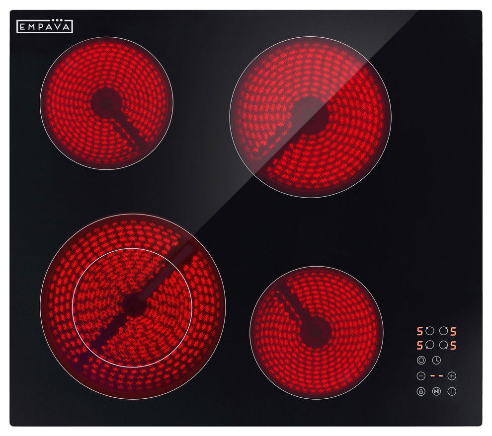 Built-in 24" 4 Elements Smooth Surface, Radiant Black Electric Cooktop