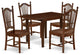 Dining Set 5 Pcs- 4 Chairs, Wood Table, Mahogany Finish Hardwood Frame.