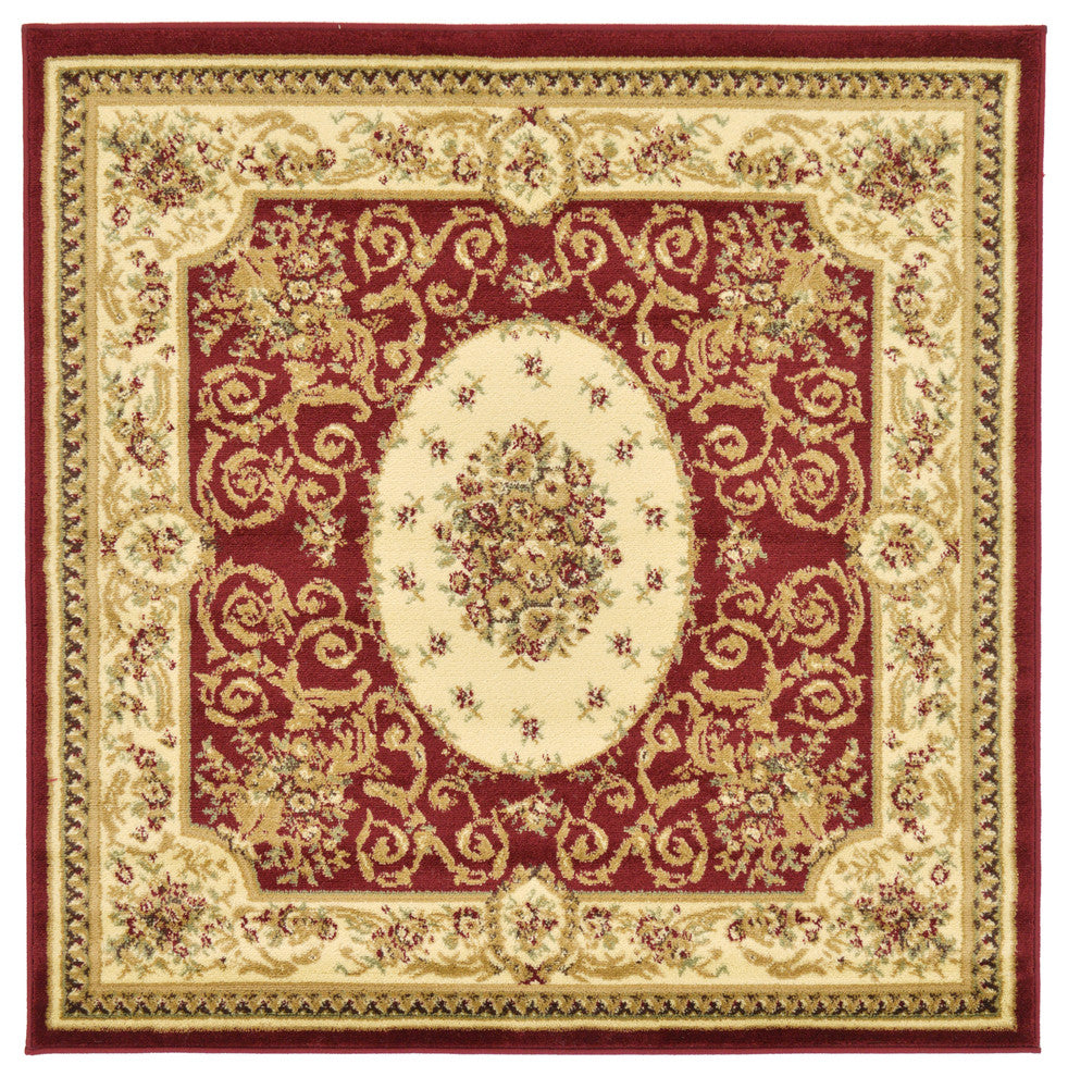 Unique Loom Red Phillipe Versailles 4' 0 x 4' 0 Square Rug