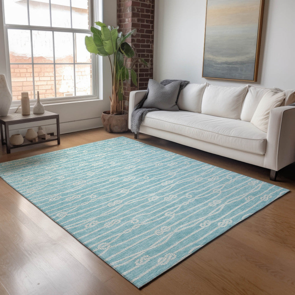 Addison Premium Washable Mayfield AMF152 Blue 3' x 5' Rug