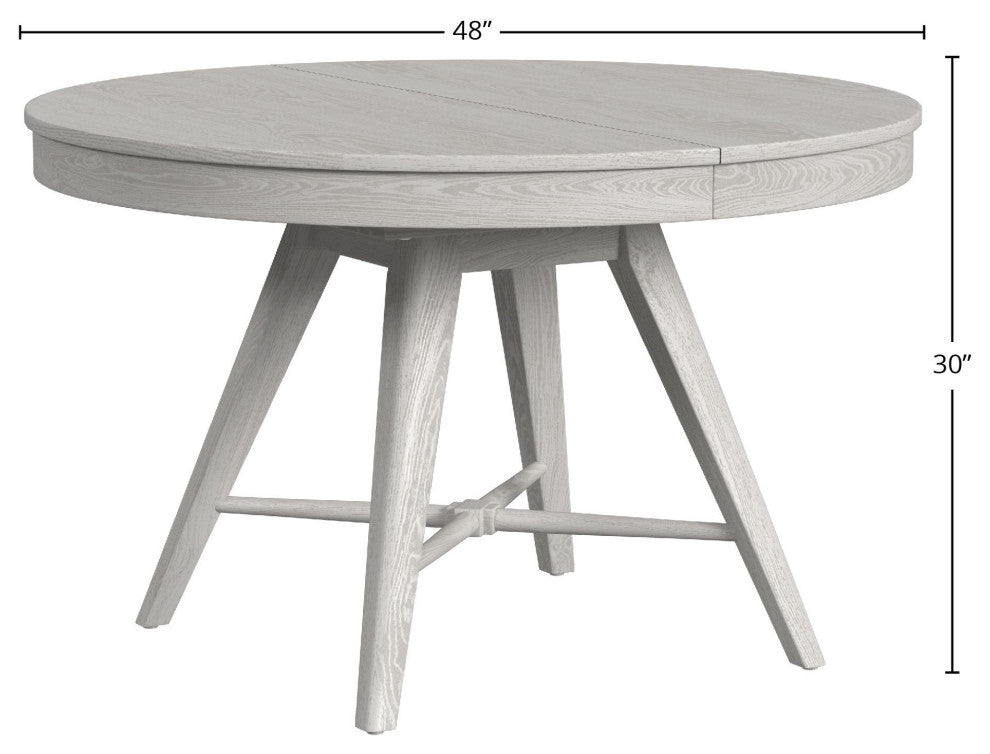 Bayside 48" Wide Solid Ash Round Dining Table, White