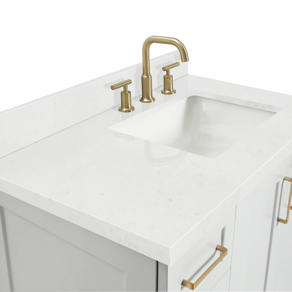 Ariel Taylor 36" Right Offset Single Rectangular Sink Bathroom Vanity