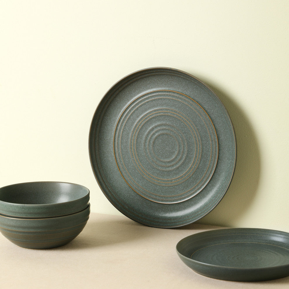 Stone Lain Elio Stoneware Dinner Plate Set of 4, Green