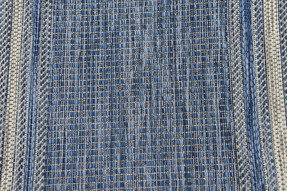 Unique Loom Blue Soft Border Outdoor 2' 0 x 6' 0 Runner Rug