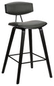 Fox 28.5" Mid-Century Bar Height Barstool, Gray Faux Leather