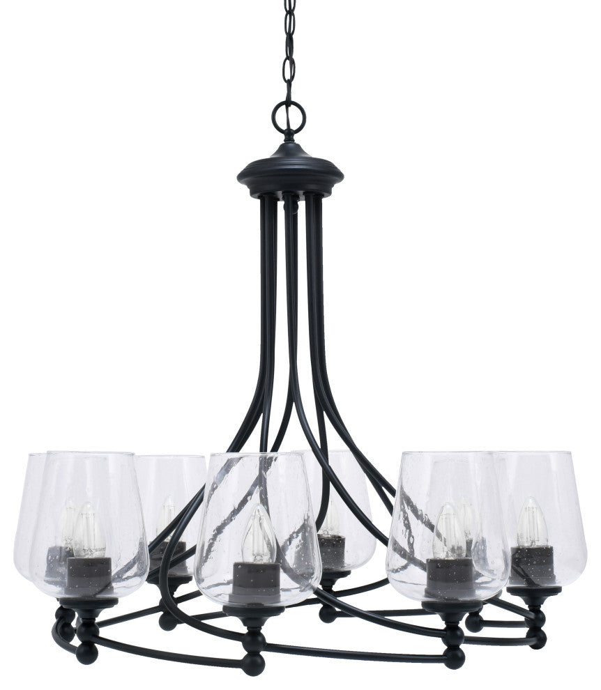 Capri 8-Light Chandelier, Matte Black/Clear Bubble