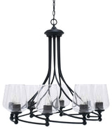 Capri 8-Light Chandelier, Matte Black/Clear Bubble