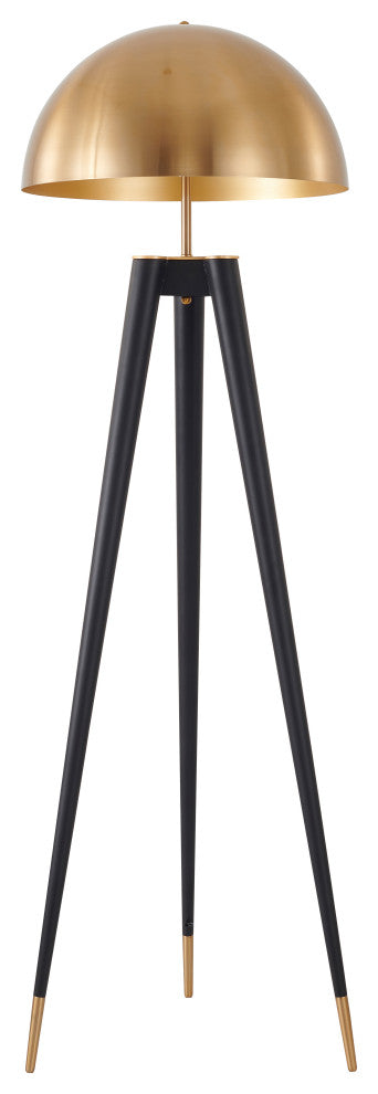 Black Frame With Gold Metal Shade and Hardware Floor Lamp
