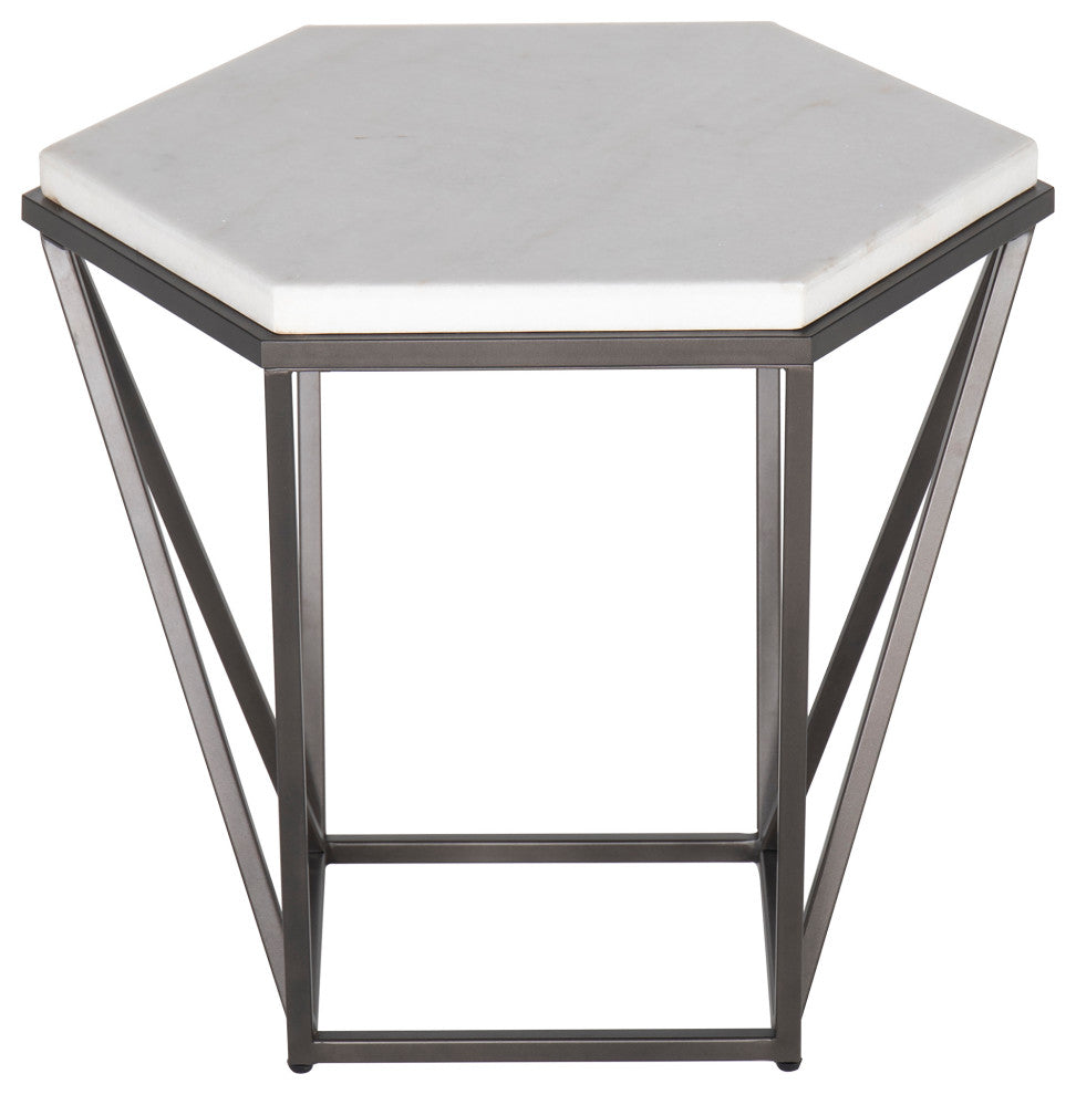 Corvus White Marble Top End Table