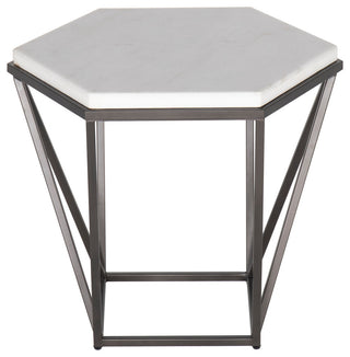 Corvus White Marble Top End Table