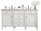 Brittany 60" Bright White Double Vanity, Arctic Fall Solid Surface Top