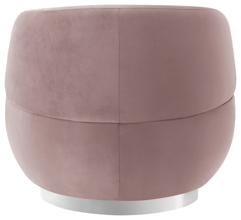 Inspired Home Shaniyah Accent Chair, Swivel, Blush/Chrome Velvet