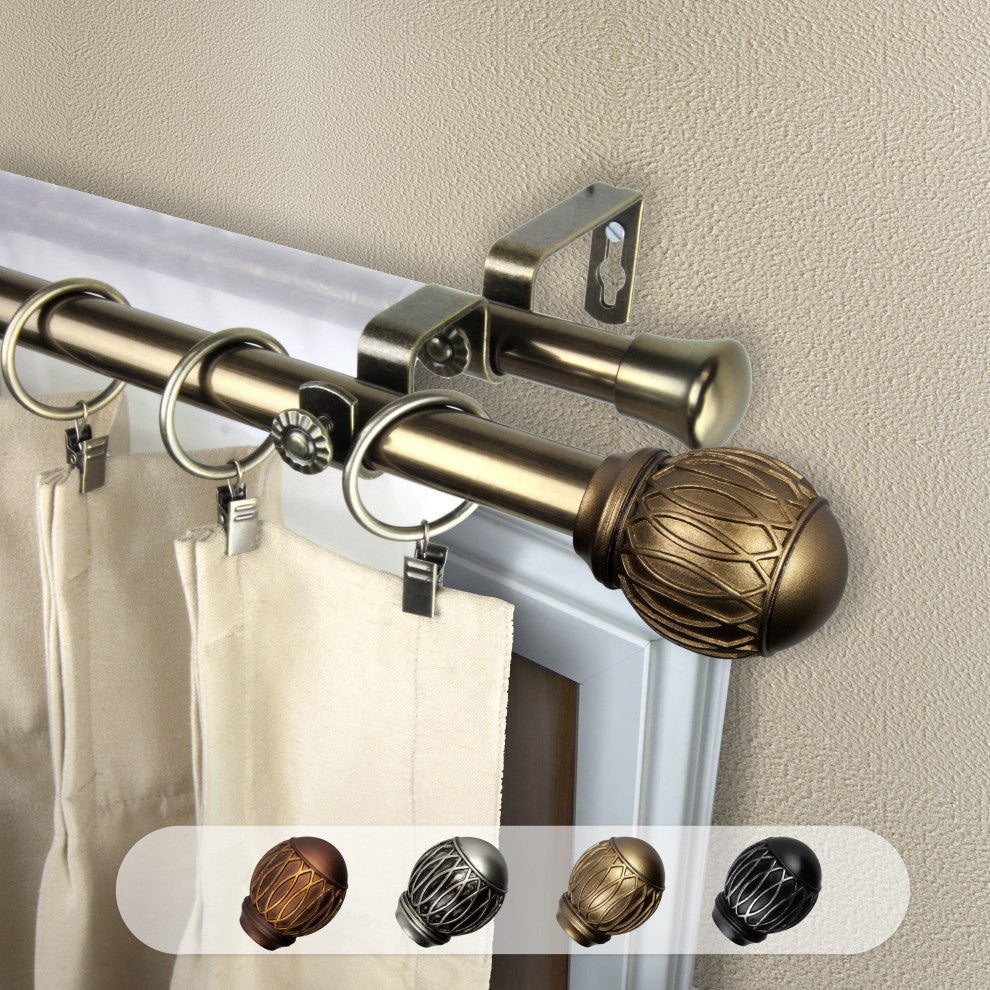 Denny 13/16" Double Curtain Rod Antique Brass