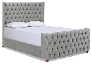 Brooklyn Tufted Sheltered Wingback Panel Bed, Opal Gray, Queen