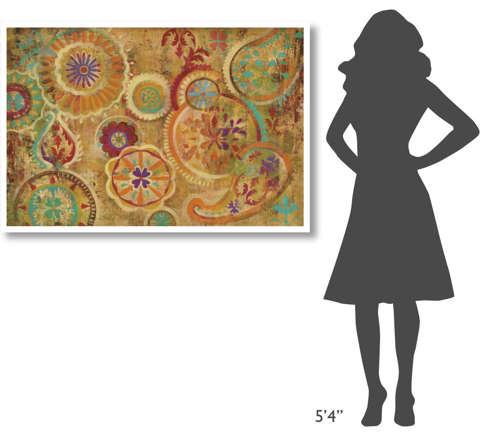 "Contemporary Paisley Eggplant" Digital Paper Print by Silvia Vassileva, 50"x34"