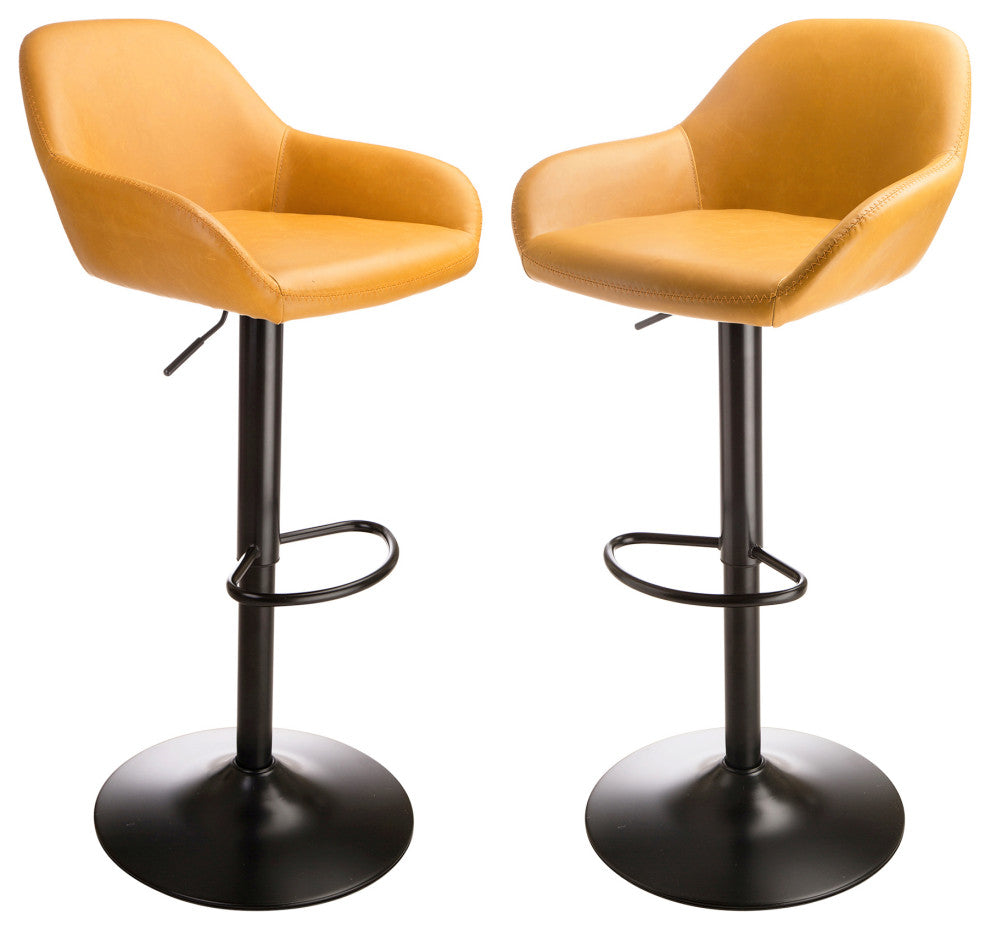Orange Leatherette Bar Stool, Set of 2