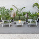 LeisureMod Walbrooke Patio Conversation Set With Fire Pit Table, Green