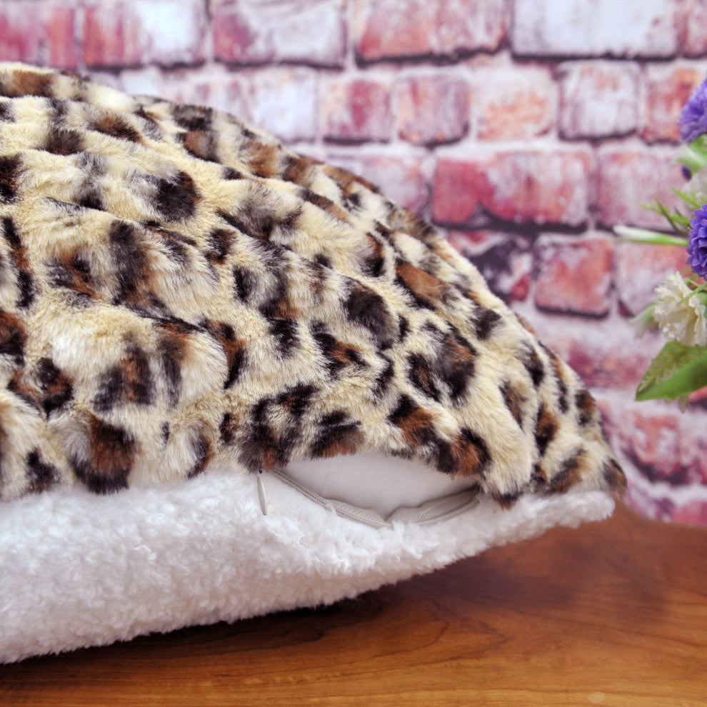 Faux Fur Shar Pei Pillow Shell 2 Piece Set, Leopard
